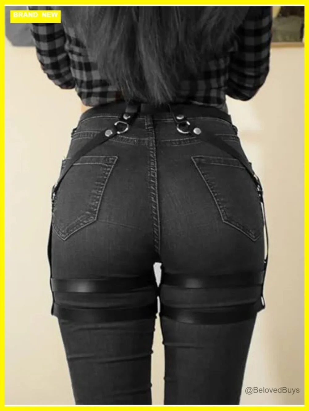 Faux Leather Waist & Double Thigh Belt with Alloy Buckles, Adjustable